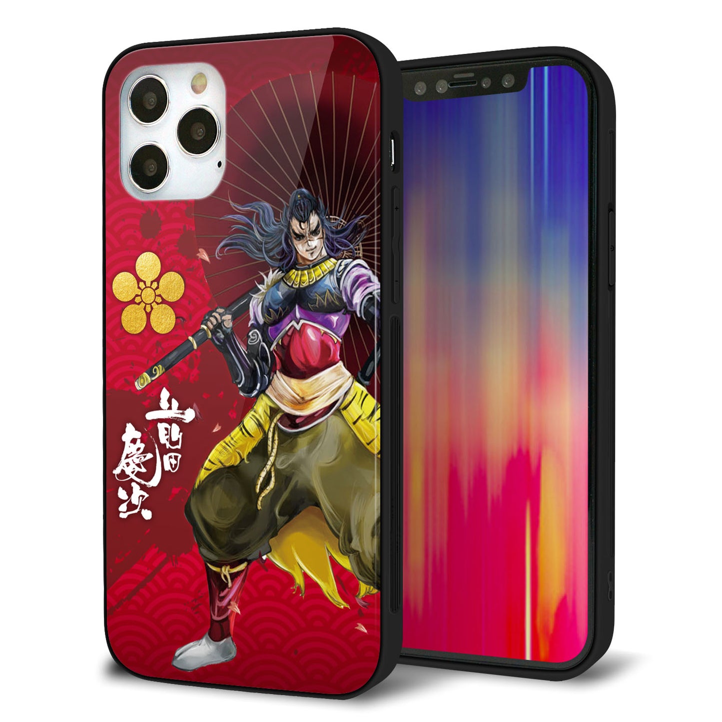 iPhone 12 Pro 強化ガラス＆TPUスマホケース ガラプリ【AB806 前田慶次 イラストと家紋】