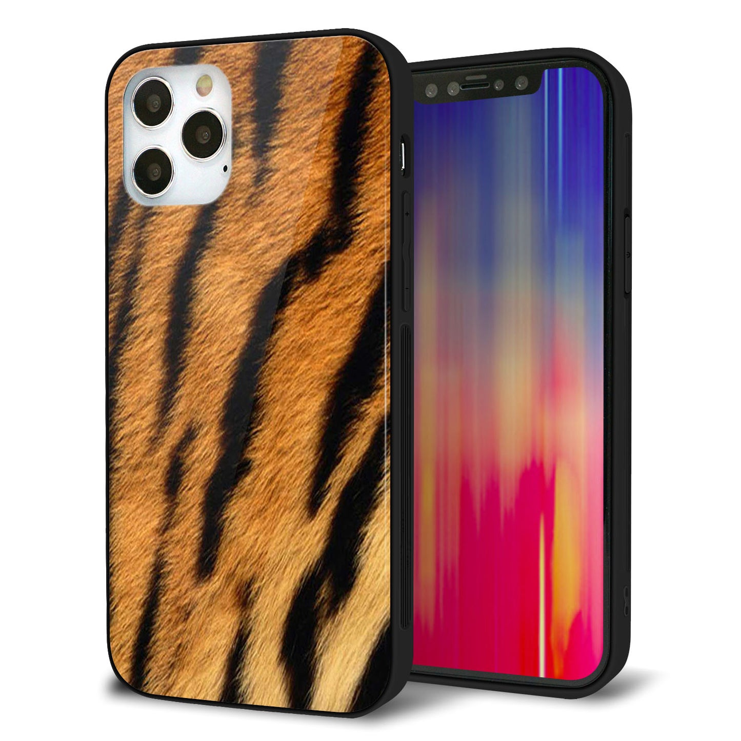 iPhone 12 Pro 強化ガラス＆TPUスマホケース ガラプリ【EK847 虎柄】