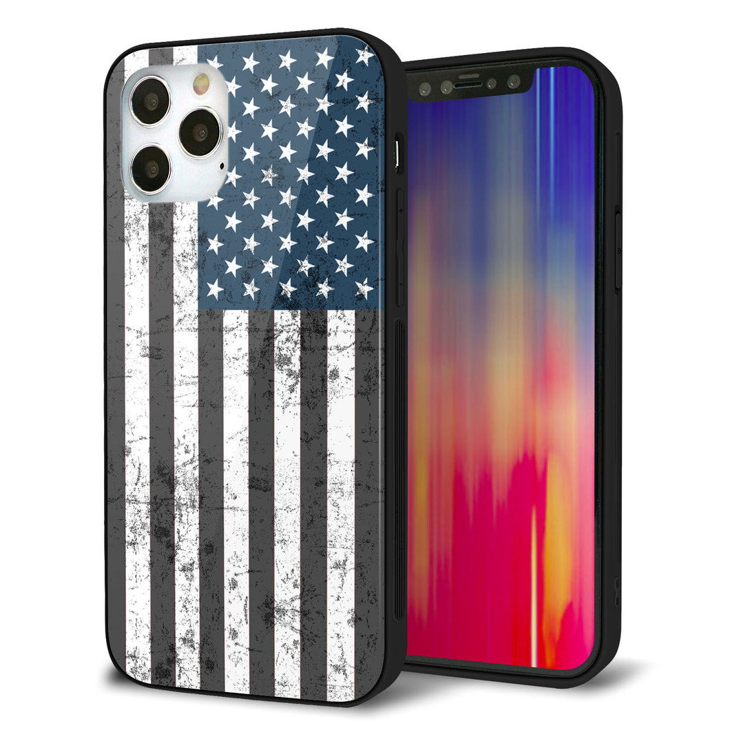 iPhone 12 Pro 強化ガラス＆TPUスマホケース ガラプリ【EK864 アメリカンフラッグビンテージ】