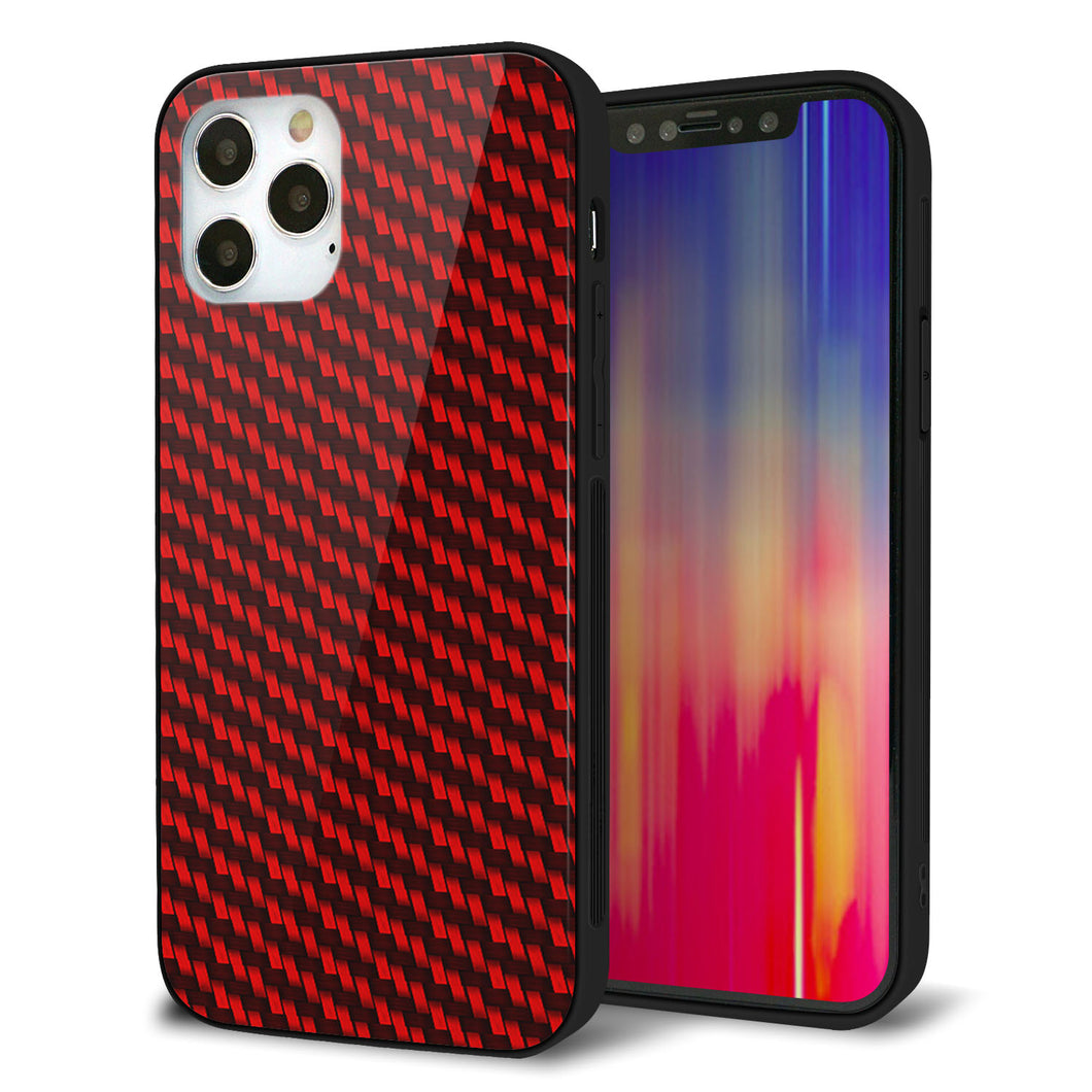 iPhone 12 Pro 強化ガラス＆TPUスマホケース ガラプリ【EK906 レッドカーボン】