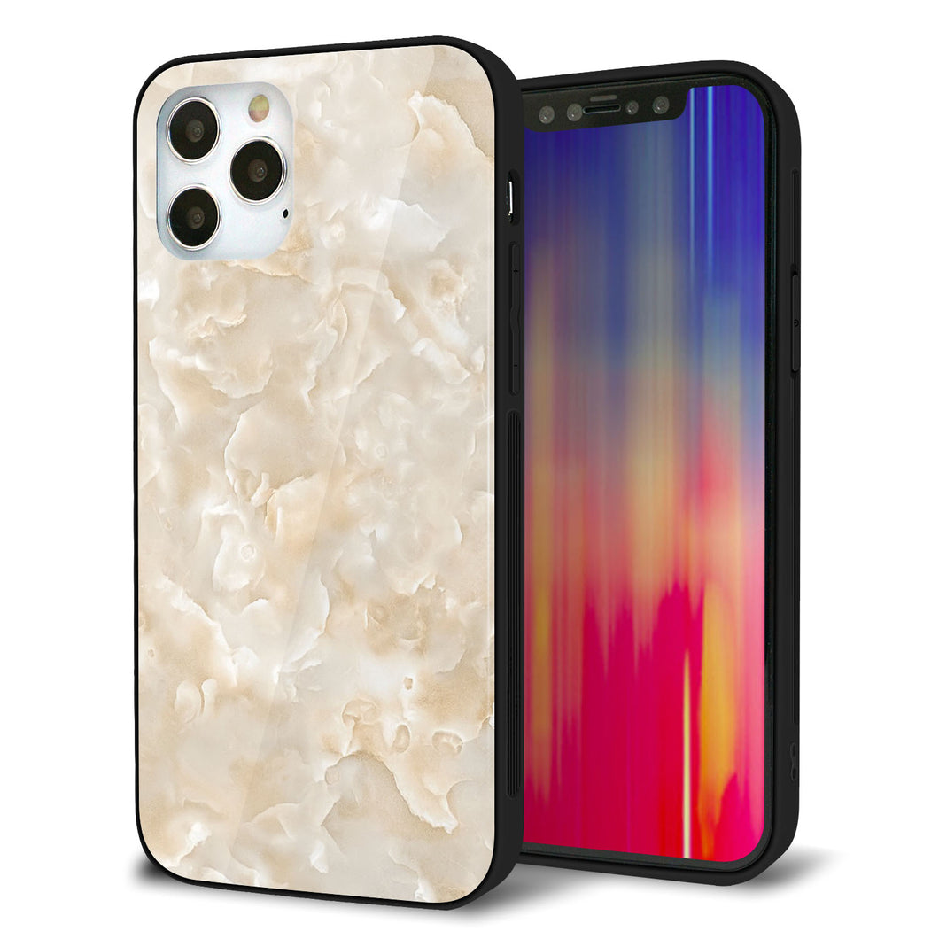 iPhone 12 Pro 強化ガラス＆TPUスマホケース ガラプリ【KM872 大理石パール】
