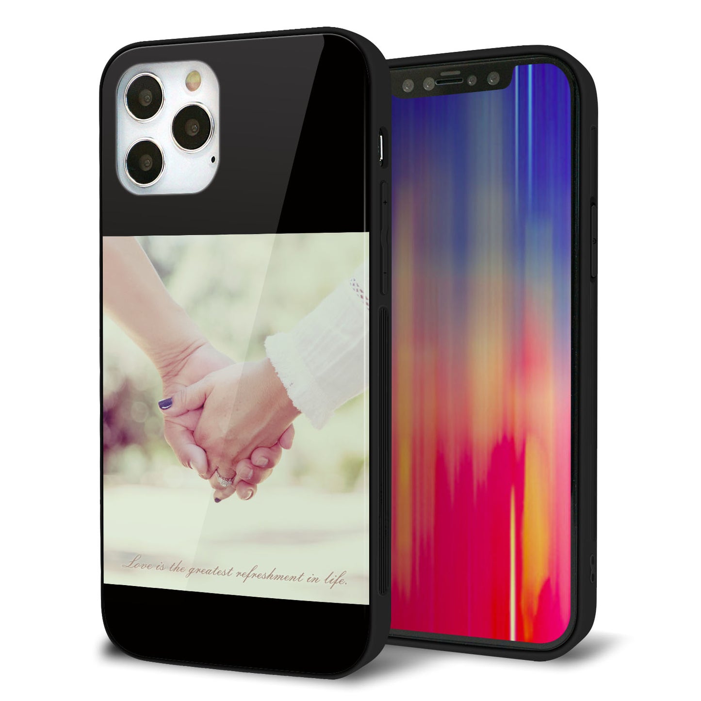iPhone 12 Pro 強化ガラス＆TPUスマホケース ガラプリ【KM875 カップル】