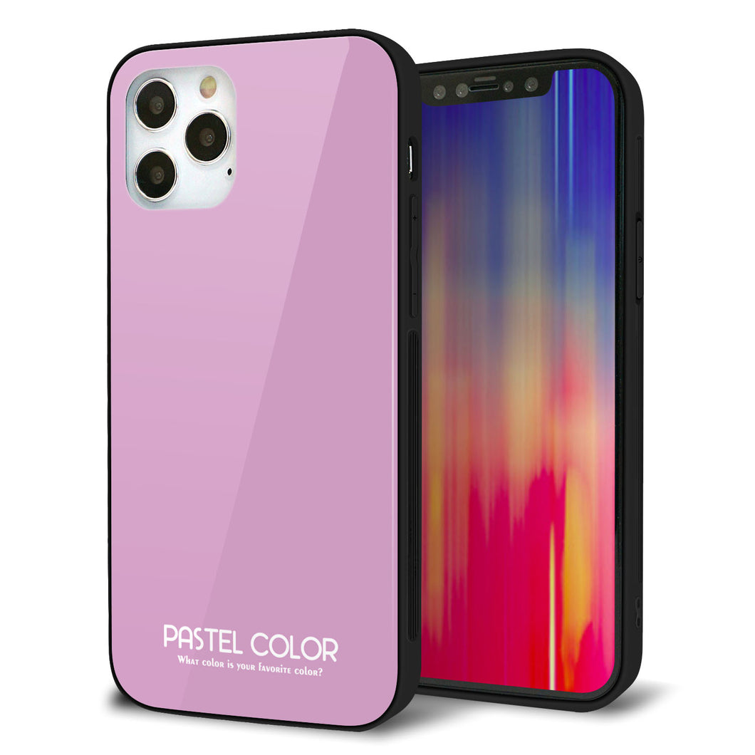 iPhone 12 Pro 強化ガラス＆TPUスマホケース ガラプリ【KM901 パステルカラー(パステルラベンダー)】