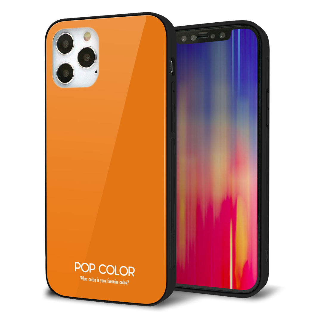 iPhone 12 Pro 強化ガラス＆TPUスマホケース ガラプリ【KM906 ポップカラー(オレンジ)】