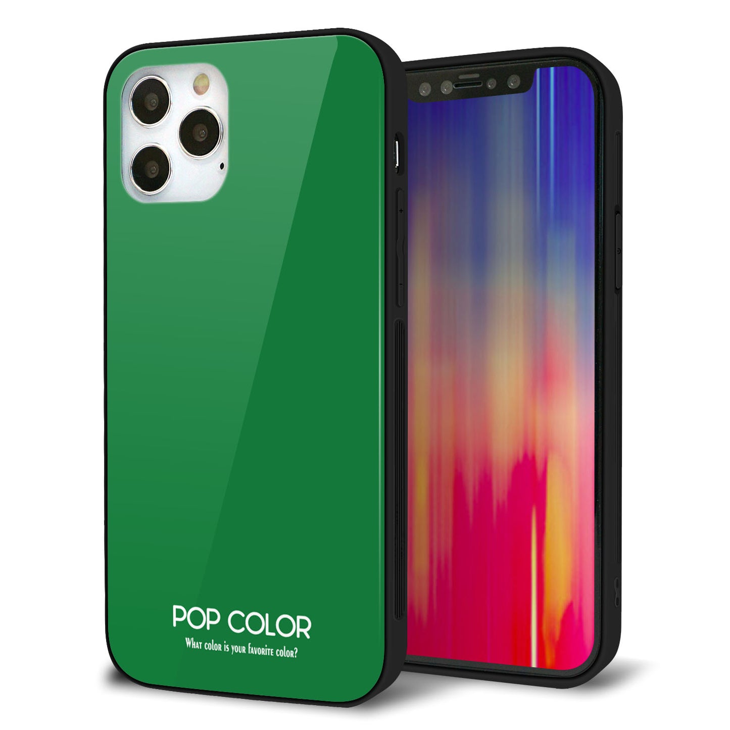iPhone 12 Pro 強化ガラス＆TPUスマホケース ガラプリ【KM907 ポップカラー(グリーン)】