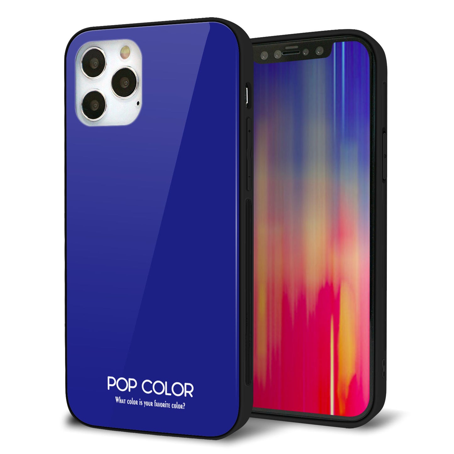 iPhone 12 Pro 強化ガラス＆TPUスマホケース ガラプリ【KM912 ポップカラー(ブルー)】
