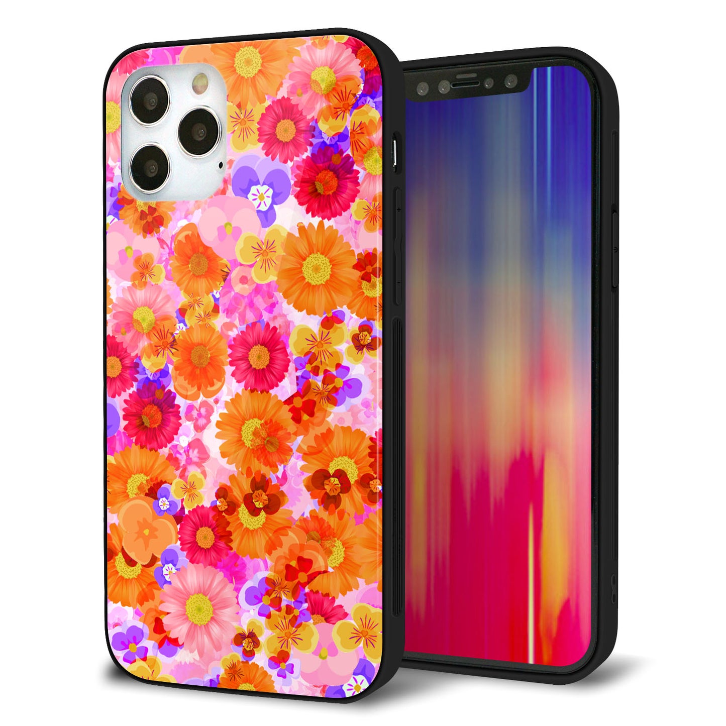 iPhone 12 Pro 強化ガラス＆TPUスマホケース ガラプリ【SC869 リバティプリント フルールドパルファン（ピンク）】