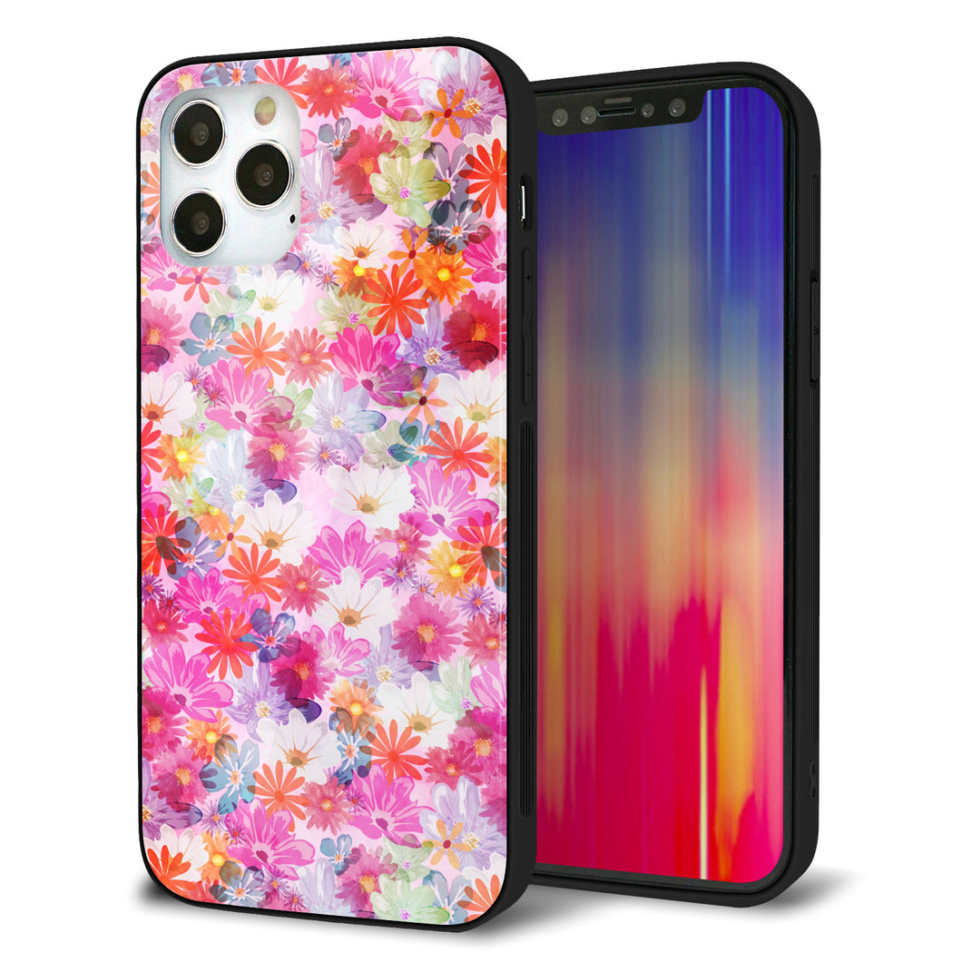 iPhone 12 Pro 強化ガラス＆TPUスマホケース ガラプリ【SC874 リバティプリント プレスドフラワー（ピンク）】