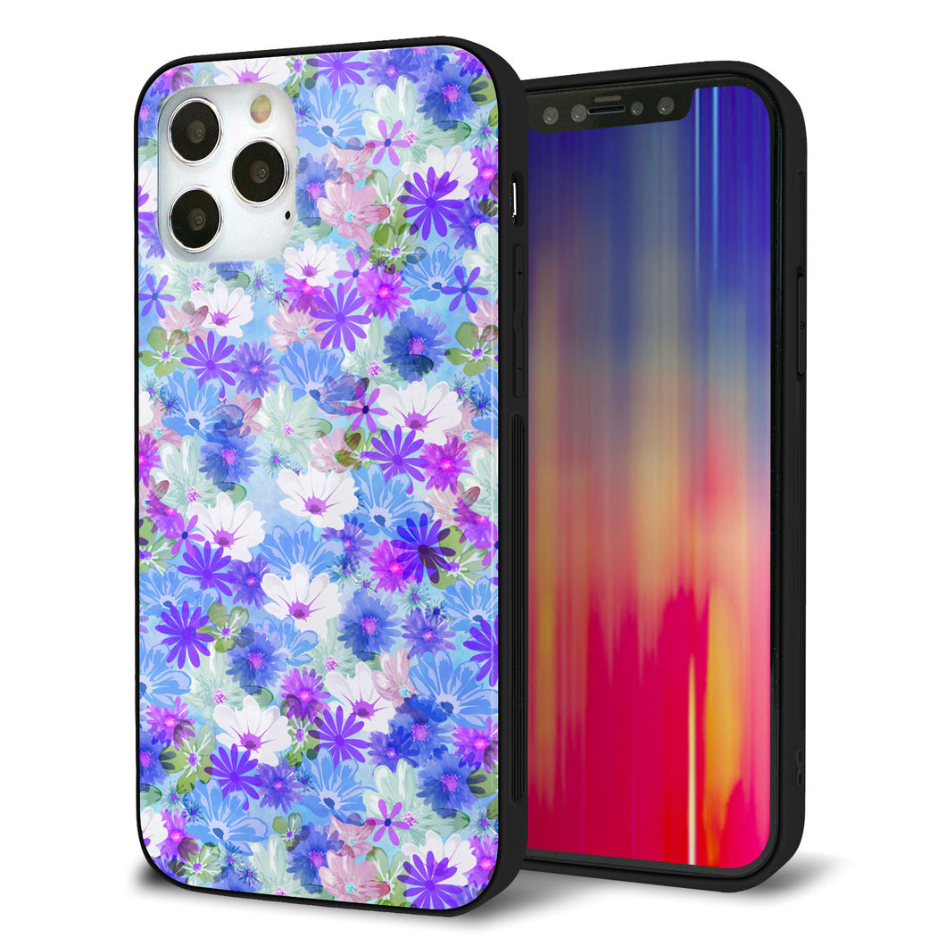 iPhone 12 Pro 強化ガラス＆TPUスマホケース ガラプリ【SC875 リバティプリント プレスドフラワー（ブルー）】