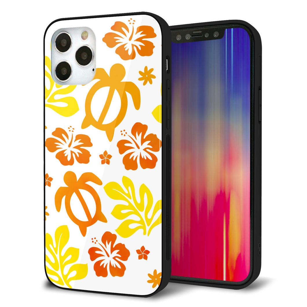 iPhone 12 Pro 強化ガラス＆TPUスマホケース ガラプリ【SC877 ハワイアンアロハホヌ（イエロー）】