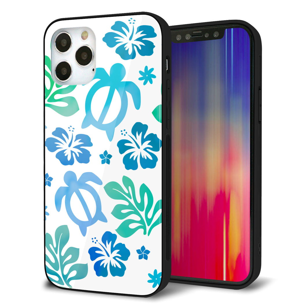 iPhone 12 Pro 強化ガラス＆TPUスマホケース ガラプリ【SC880 ハワイアンアロハホヌ（ブルー）】