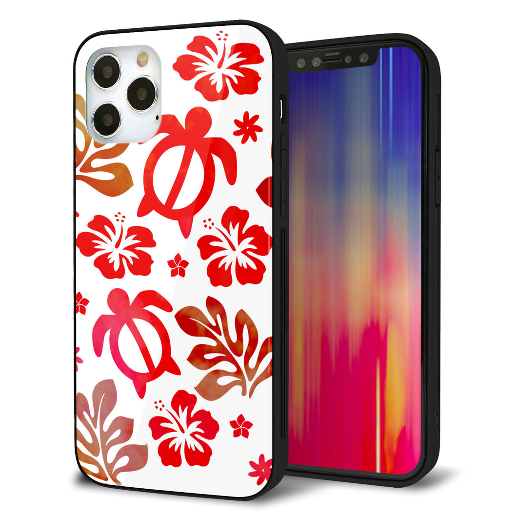 iPhone 12 Pro 強化ガラス＆TPUスマホケース ガラプリ【SC881 ハワイアンアロハホヌ（レッド）】