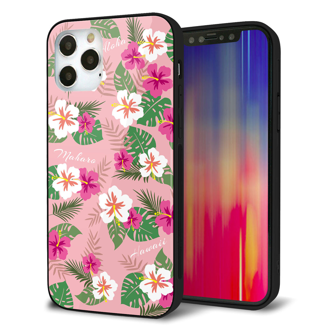 iPhone 12 Pro 強化ガラス＆TPUスマホケース ガラプリ【SC882 ハワイアンアロハレトロ（ピンク）】
