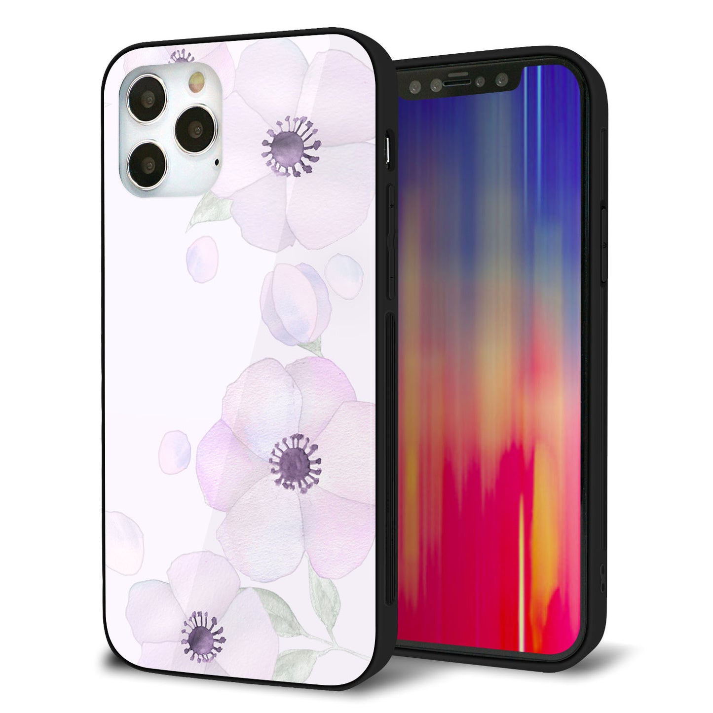 iPhone 12 Pro 強化ガラス＆TPUスマホケース ガラプリ【SC950 ドゥ・フルール（パウダーバイオレット）】