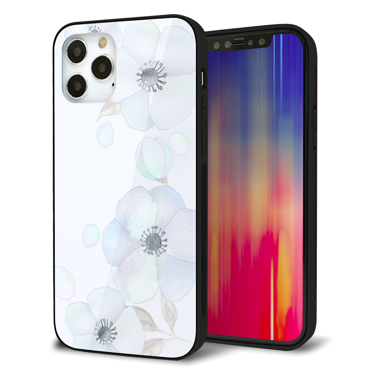 iPhone 12 Pro 強化ガラス＆TPUスマホケース ガラプリ【SC951 ドゥ・フルール（エンジェルブルー）】