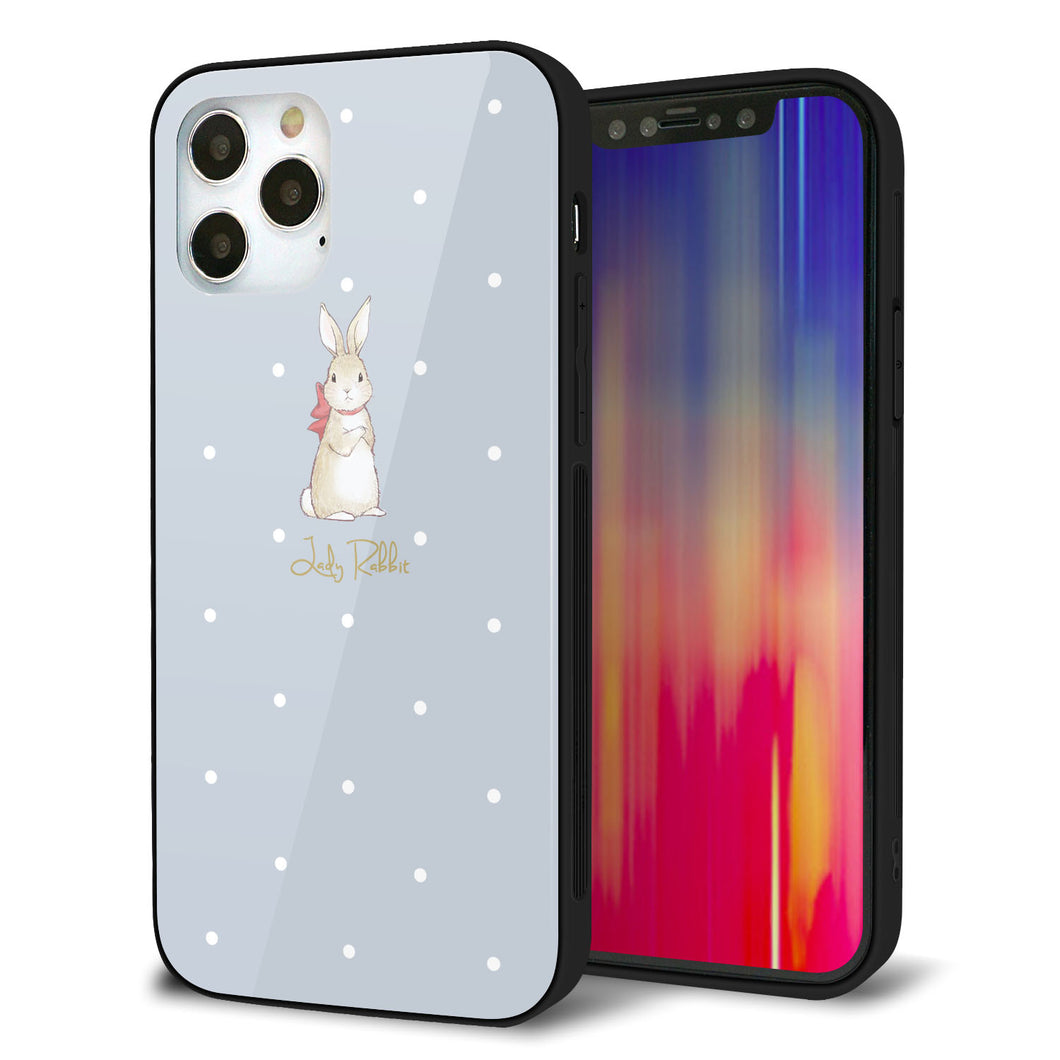 iPhone 12 Pro 強化ガラス＆TPUスマホケース ガラプリ【SC967 Lady Rabbit ブルーグレイ ガラプリhp】