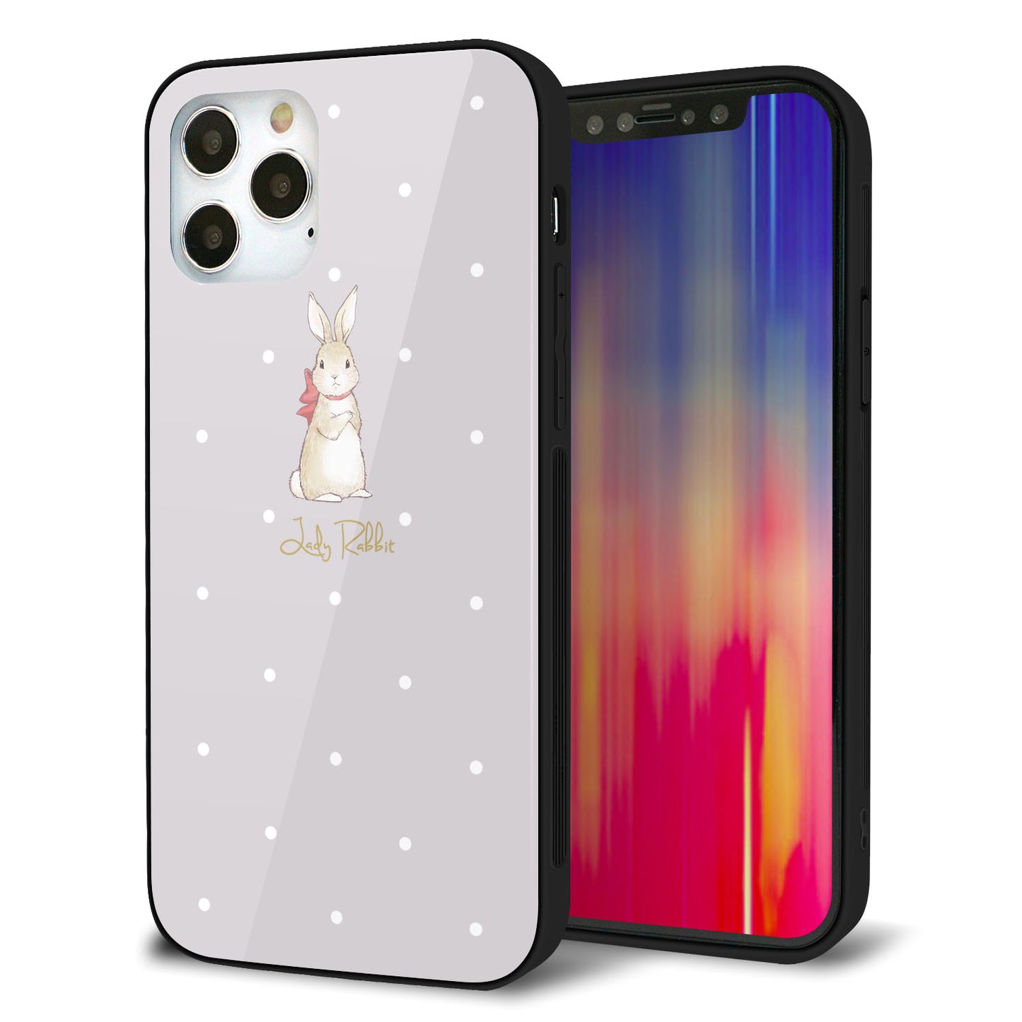 iPhone 12 Pro 強化ガラス＆TPUスマホケース ガラプリ【SC968 Lady Rabbit グレージュ ガラプリhp】