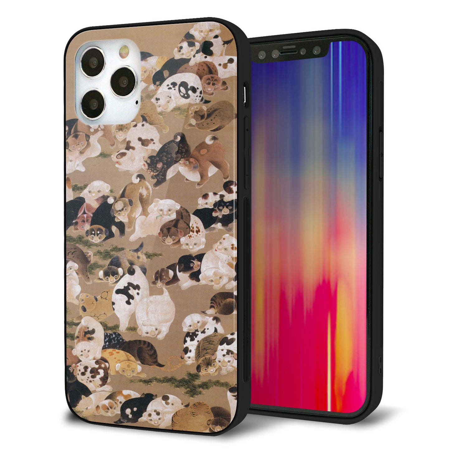 iPhone 12 Pro 強化ガラス＆TPUスマホケース ガラプリ【TA008 百犬】