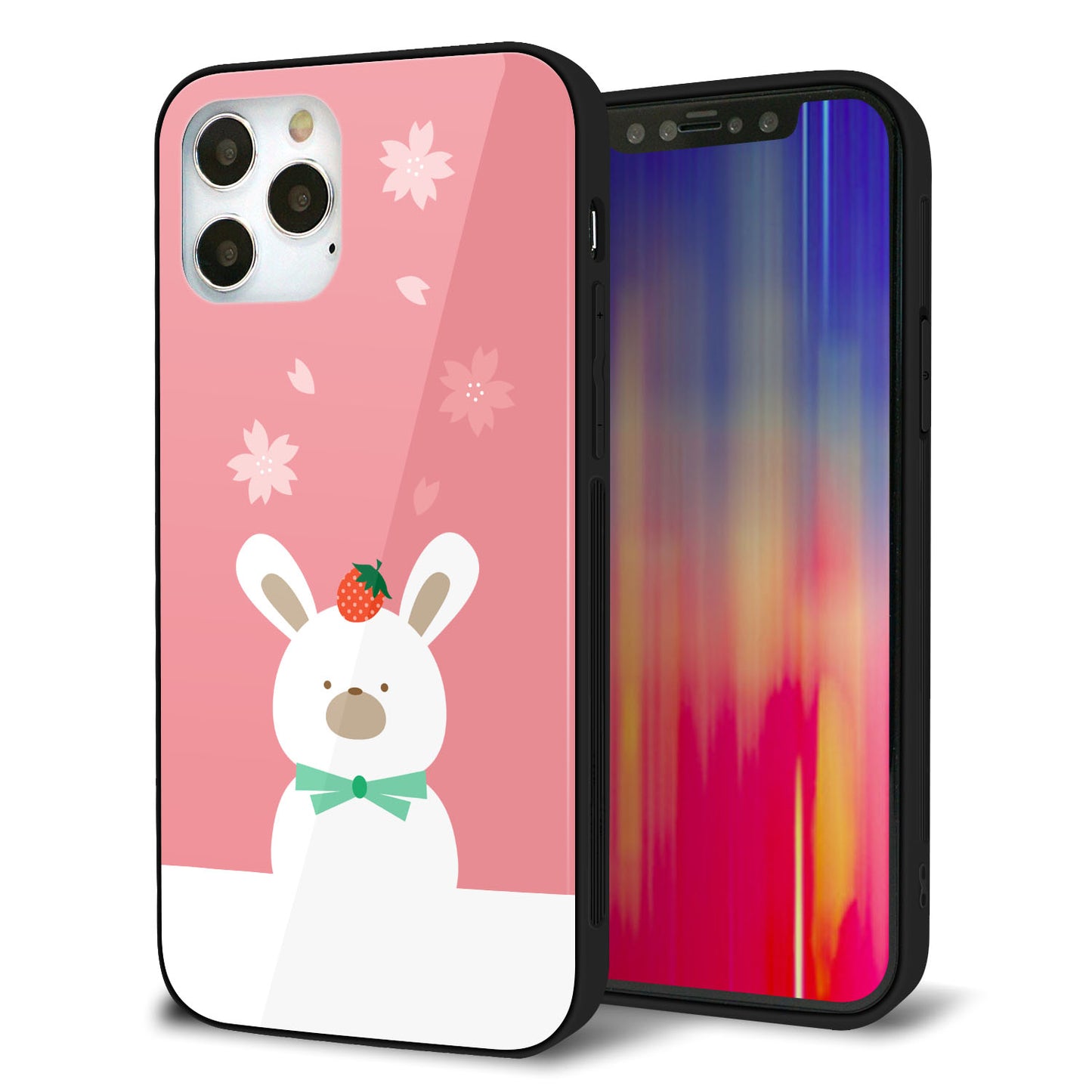 iPhone 12 Pro 強化ガラス＆TPUスマホケース ガラプリ【TA016 春うさぎ】