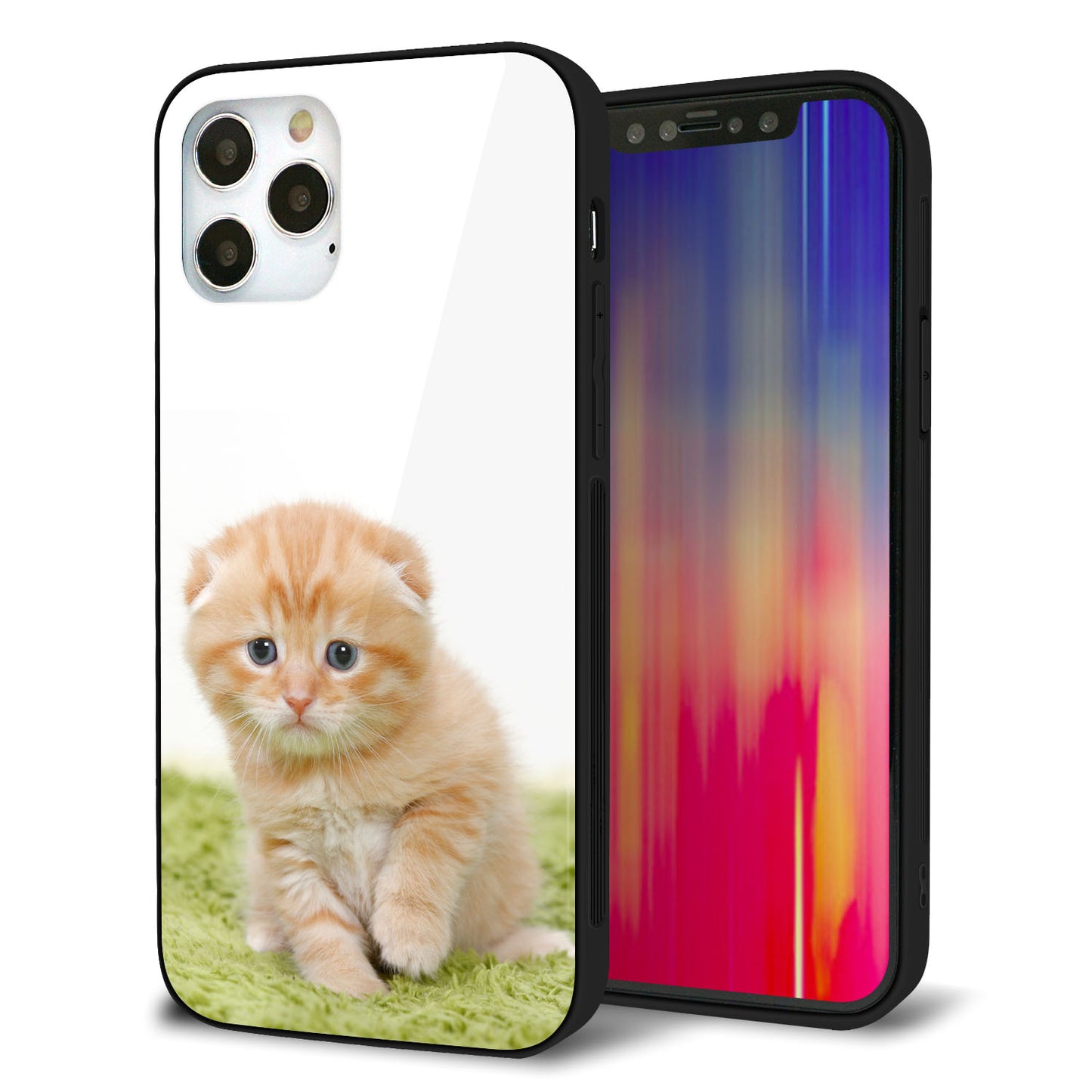 iPhone 12 Pro 強化ガラス＆TPUスマホケース ガラプリ【VA802 ネコこっそり】