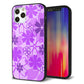 iPhone 12 Pro 強化ガラス＆TPUスマホケース ガラプリ【VA960 重なり合う花 パープル】