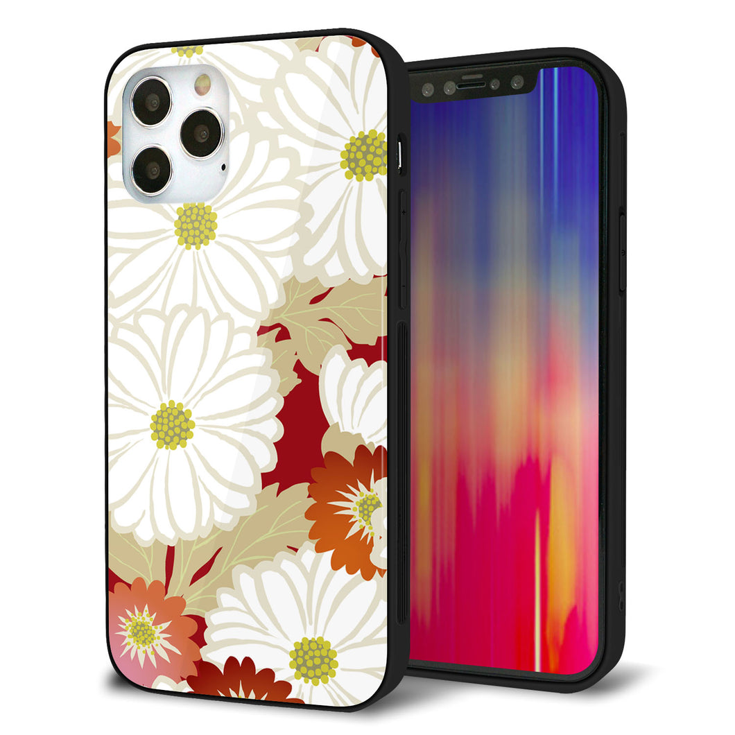 iPhone 12 Pro 強化ガラス＆TPUスマホケース ガラプリ【YJ322 和柄 菊】