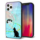iPhone 12 Pro 強化ガラス＆TPUスマホケース ガラプリ【YJ329 魔法陣猫 キラキラ パステル】