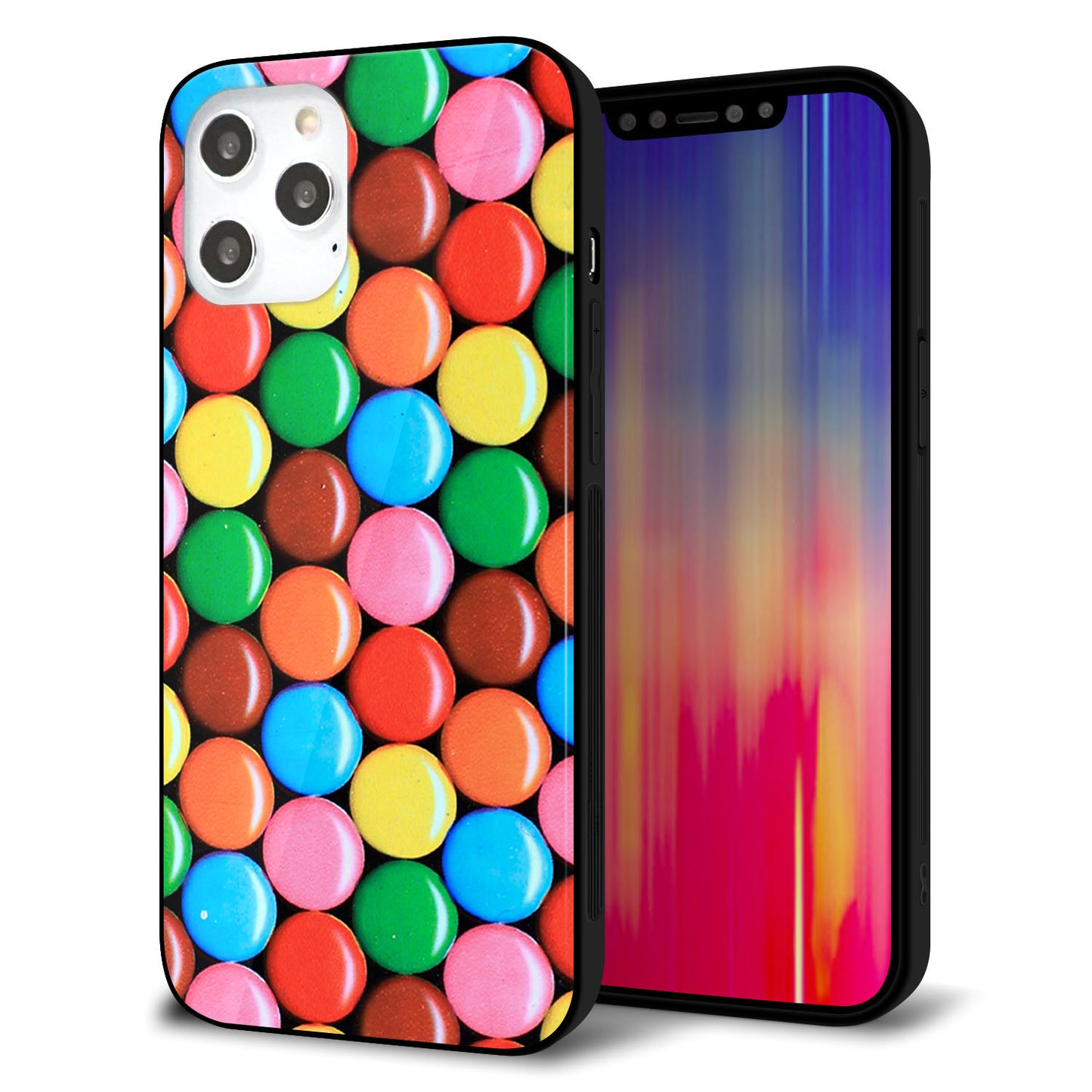 iPhone 12 Pro Max 強化ガラス＆TPUスマホケース ガラプリ【448 マーブルチョコ】