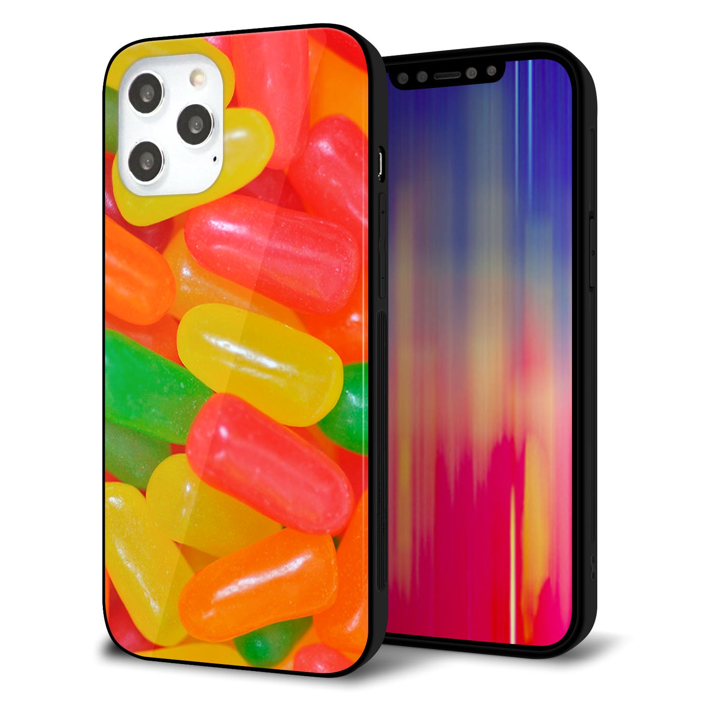 iPhone 12 Pro Max 強化ガラス＆TPUスマホケース ガラプリ【449 ジェリービーンズ】