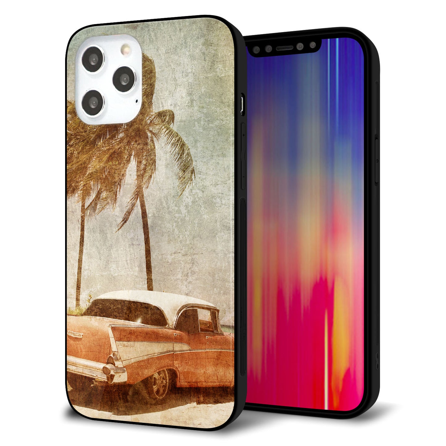 iPhone 12 Pro Max 強化ガラス＆TPUスマホケース ガラプリ【620 憧れの時-CAR】