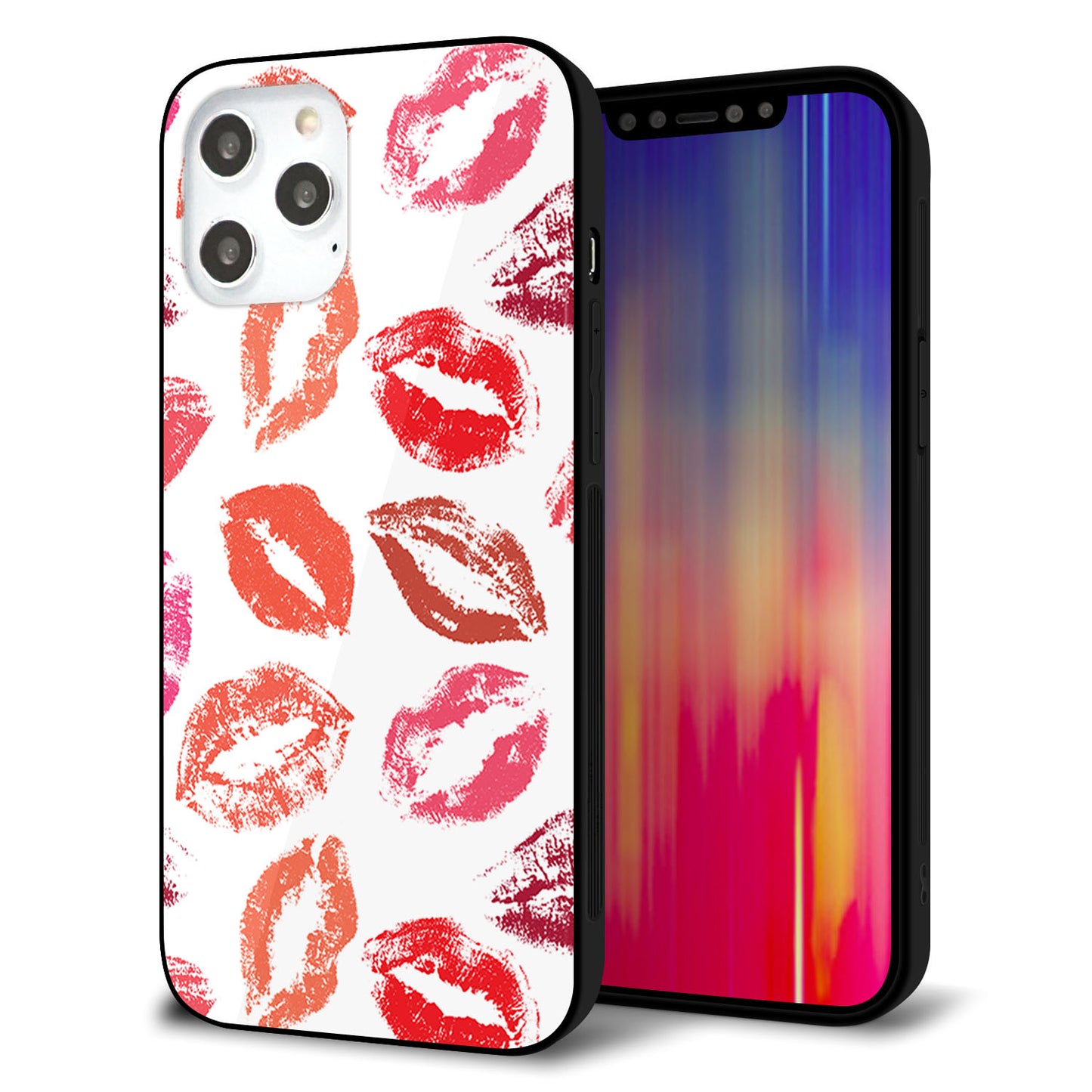 iPhone 12 Pro Max 強化ガラス＆TPUスマホケース ガラプリ【734 キスkissキス】