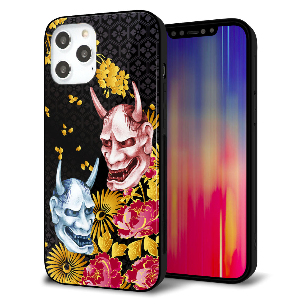 iPhone 12 Pro Max 強化ガラス＆TPUスマホケース ガラプリ【1024 般若と牡丹2】