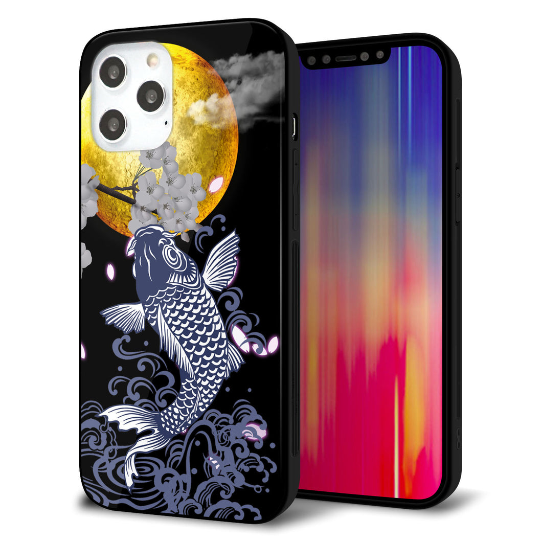 iPhone 12 Pro Max 強化ガラス＆TPUスマホケース ガラプリ【1030 月と鯉】