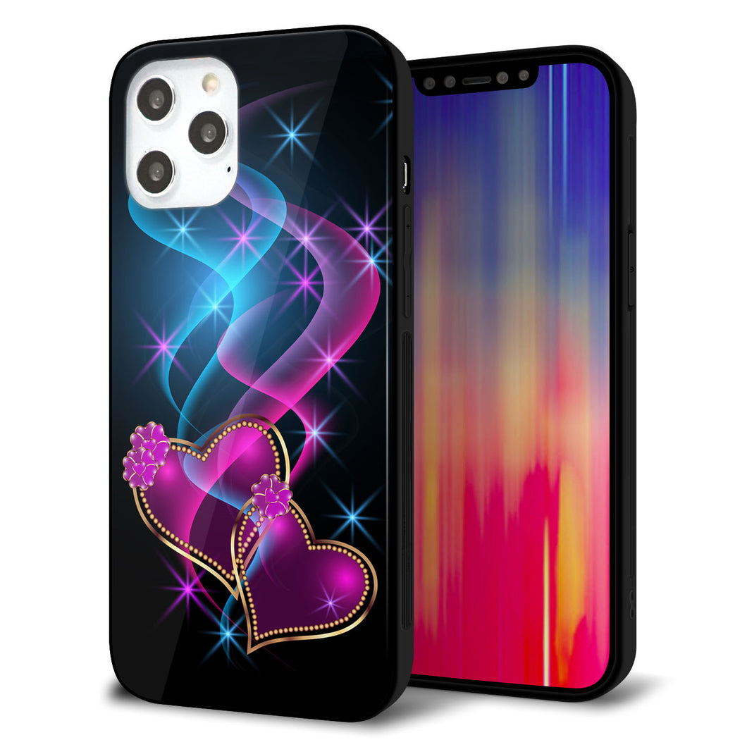 iPhone 12 Pro Max 強化ガラス＆TPUスマホケース ガラプリ【1138 ゆれるハート】