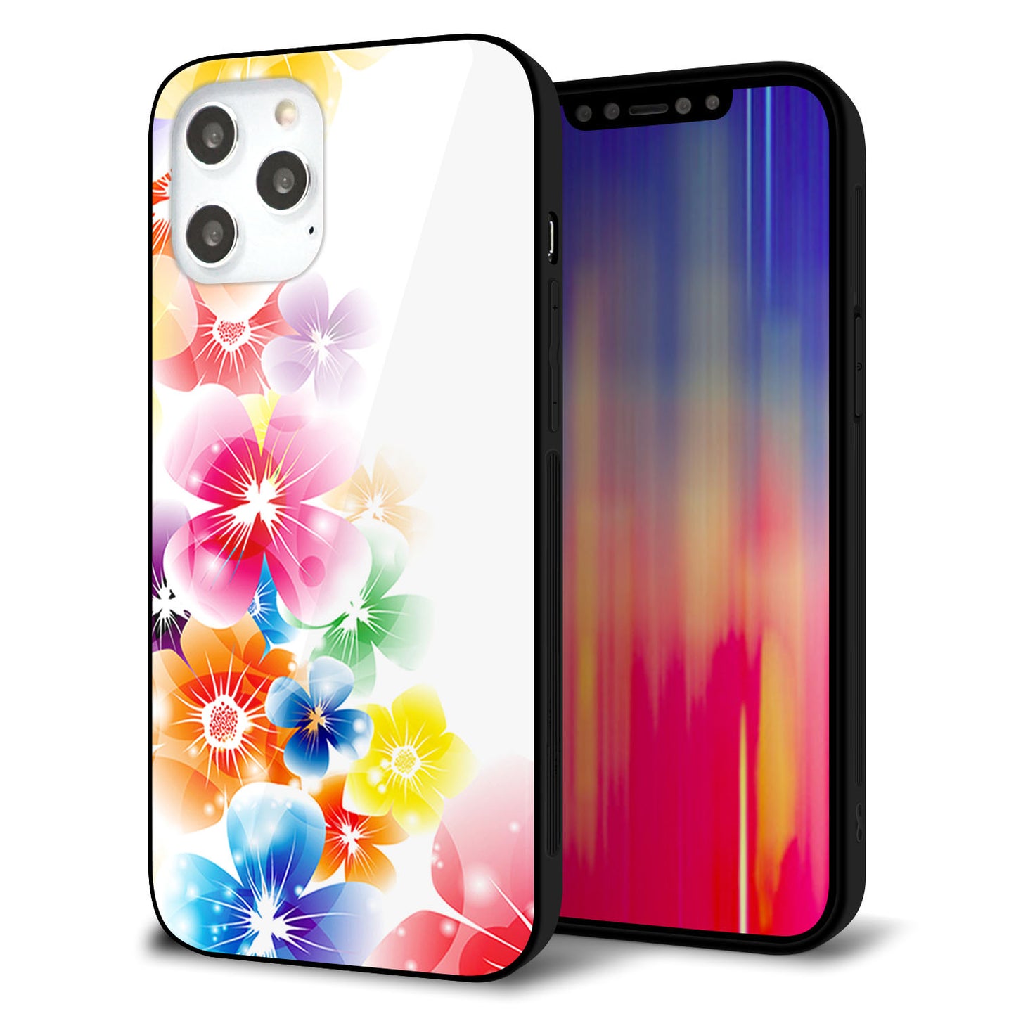 iPhone 12 Pro Max 強化ガラス＆TPUスマホケース ガラプリ【1209 光と花】