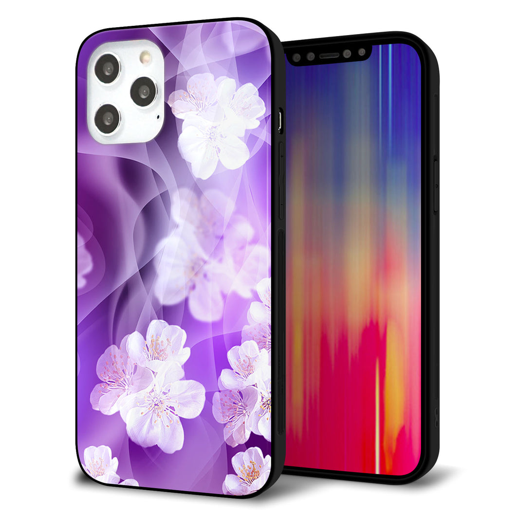 iPhone 12 Pro Max 強化ガラス＆TPUスマホケース ガラプリ【1211 桜とパープルの風】