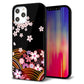 iPhone 12 Pro Max 強化ガラス＆TPUスマホケース ガラプリ【1237 和柄＆筆文字・夜桜の宴】