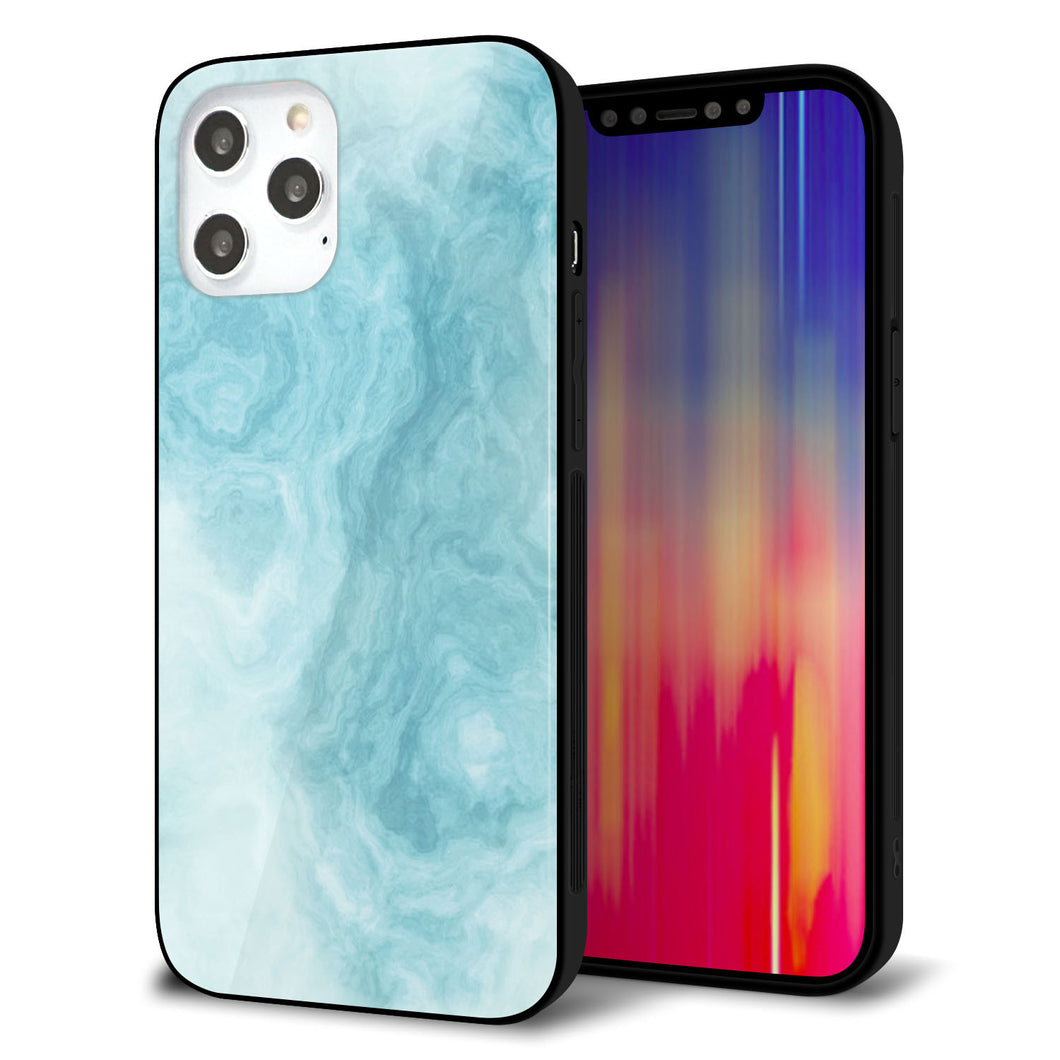 iPhone 12 Pro Max 強化ガラス＆TPUスマホケース ガラプリ【KM868 大理石BL】