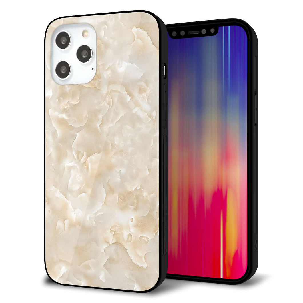 iPhone 12 Pro Max 強化ガラス＆TPUスマホケース ガラプリ【KM872 大理石パール】