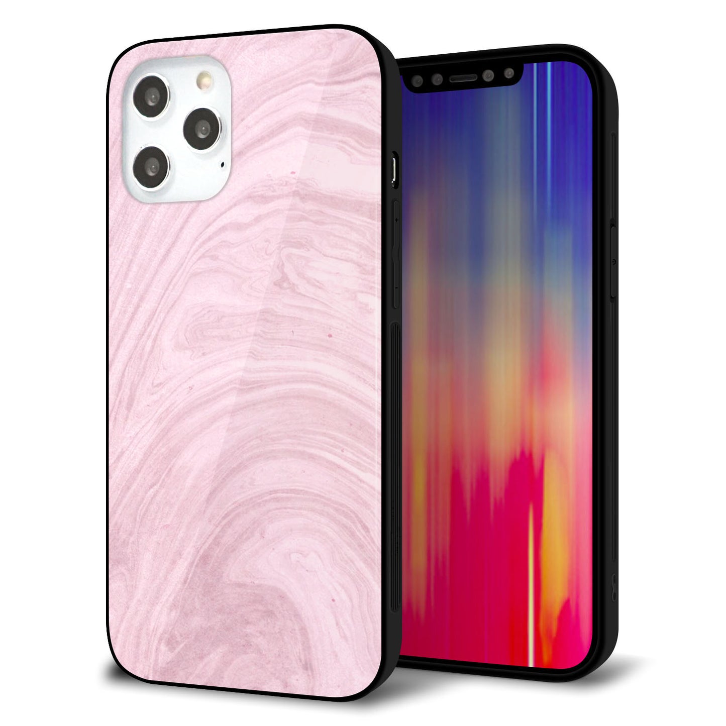 iPhone 12 Pro Max 強化ガラス＆TPUスマホケース ガラプリ【KM873 大理石ラベンダー】