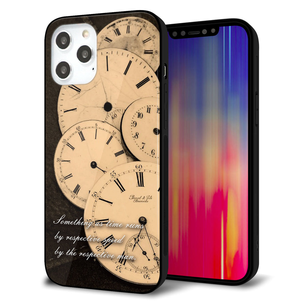 iPhone 12 Pro Max 強化ガラス＆TPUスマホケース ガラプリ【KM874 時計】