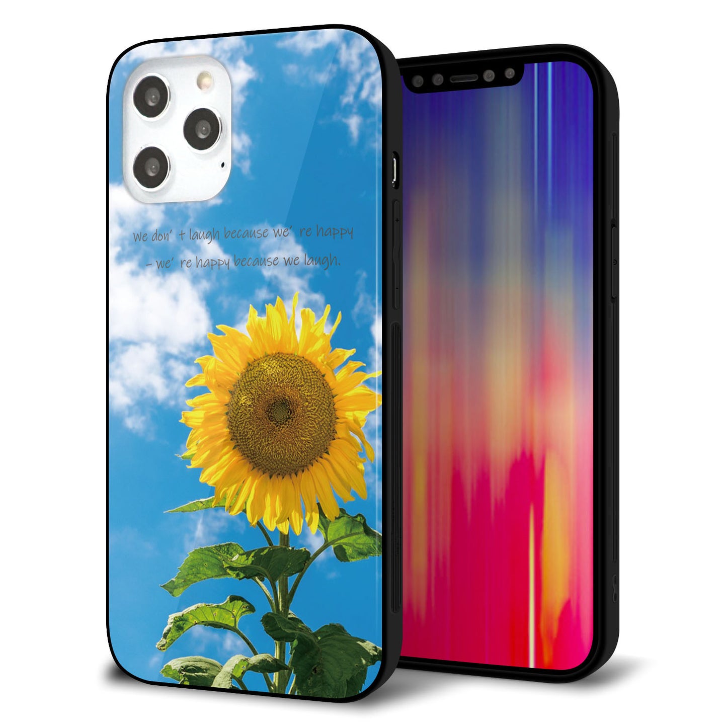 iPhone 12 Pro Max 強化ガラス＆TPUスマホケース ガラプリ【KM877 ヒマワリ】