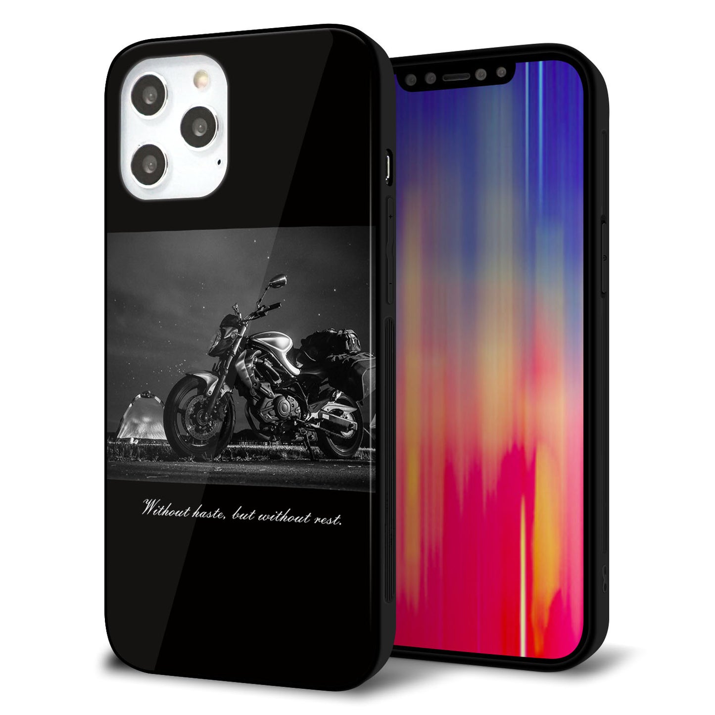 iPhone 12 Pro Max 強化ガラス＆TPUスマホケース ガラプリ【KM879 バイク】