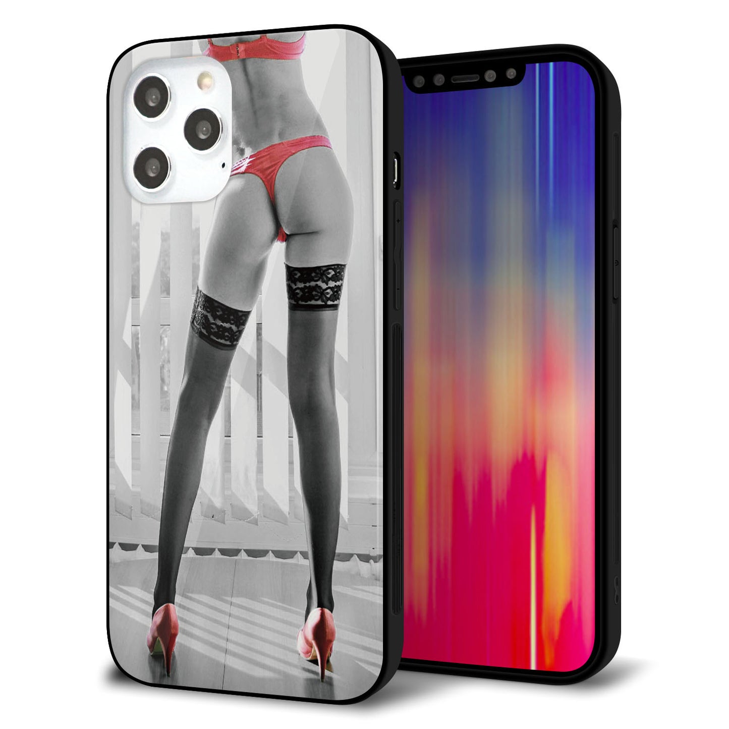 iPhone 12 Pro Max 強化ガラス＆TPUスマホケース ガラプリ【KM889 ハイヒール】