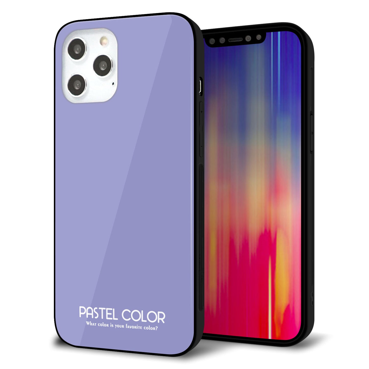 iPhone 12 Pro Max 強化ガラス＆TPUスマホケース ガラプリ【KM900 パステルカラー(パステルブルー)】