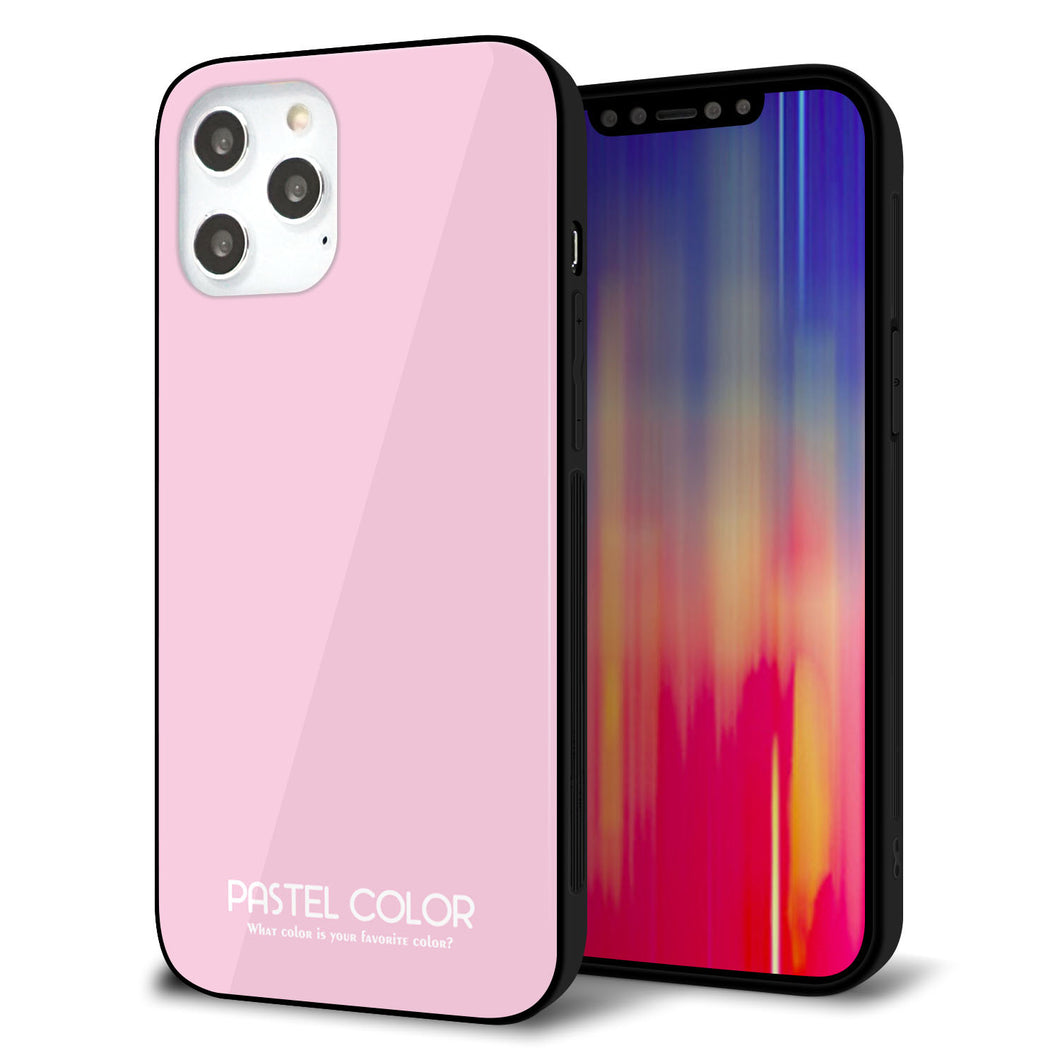 iPhone 12 Pro Max 強化ガラス＆TPUスマホケース ガラプリ【KM903 パステルカラー(パステルローズピンク)】