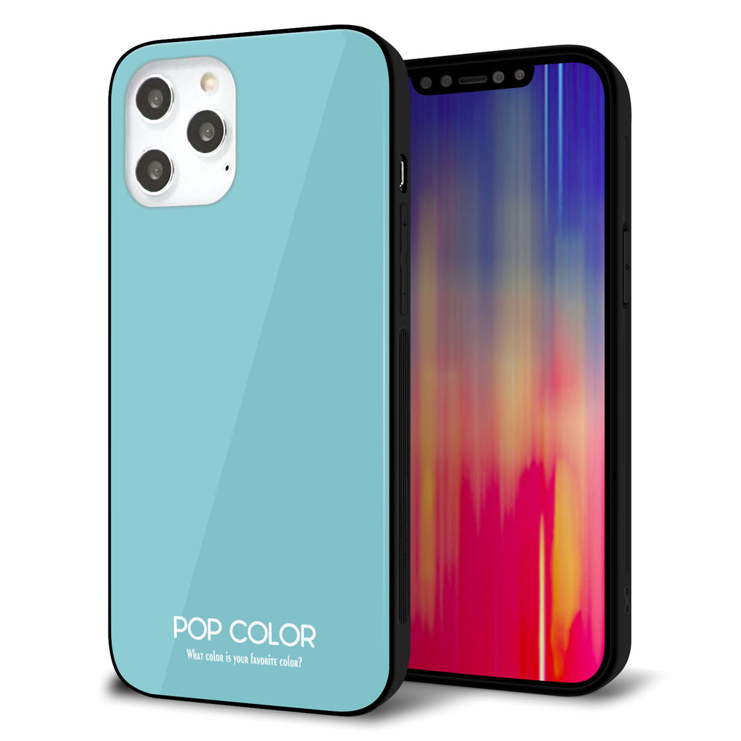 iPhone 12 Pro Max 強化ガラス＆TPUスマホケース ガラプリ【KM905 ポップカラー(エメラルドブルー)】