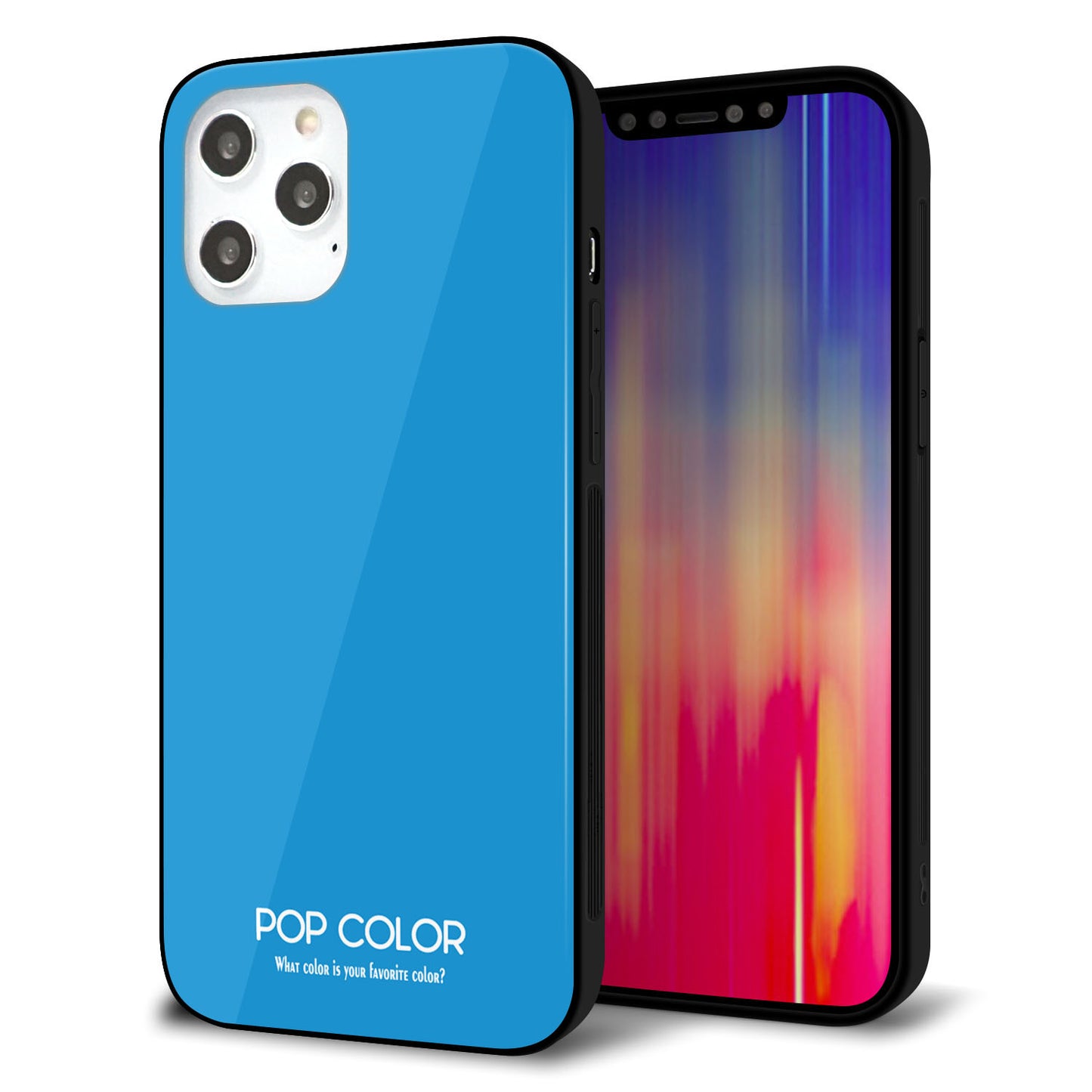 iPhone 12 Pro Max 強化ガラス＆TPUスマホケース ガラプリ【KM908 ポップカラー(スカイブルー)】
