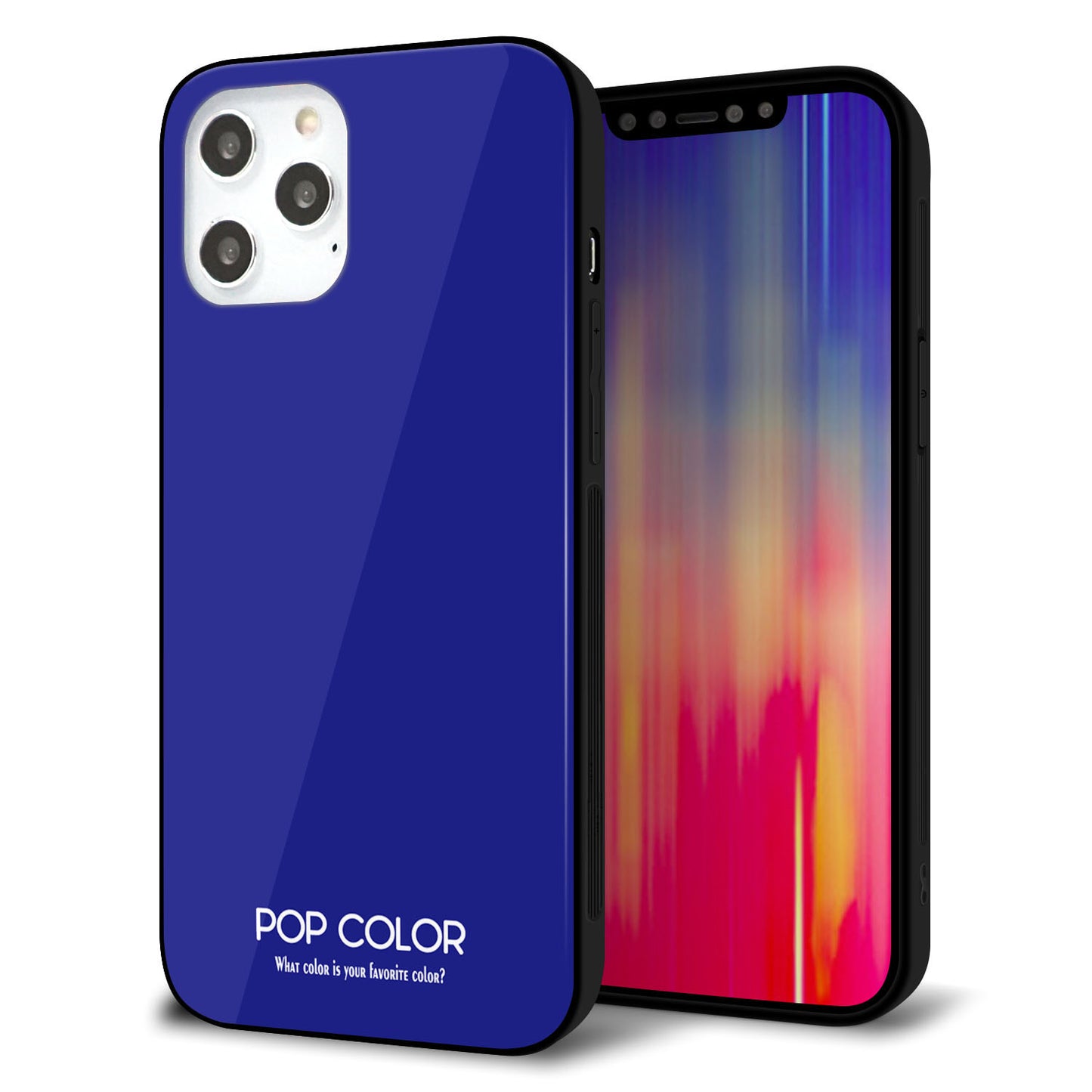 iPhone 12 Pro Max 強化ガラス＆TPUスマホケース ガラプリ【KM912 ポップカラー(ブルー)】
