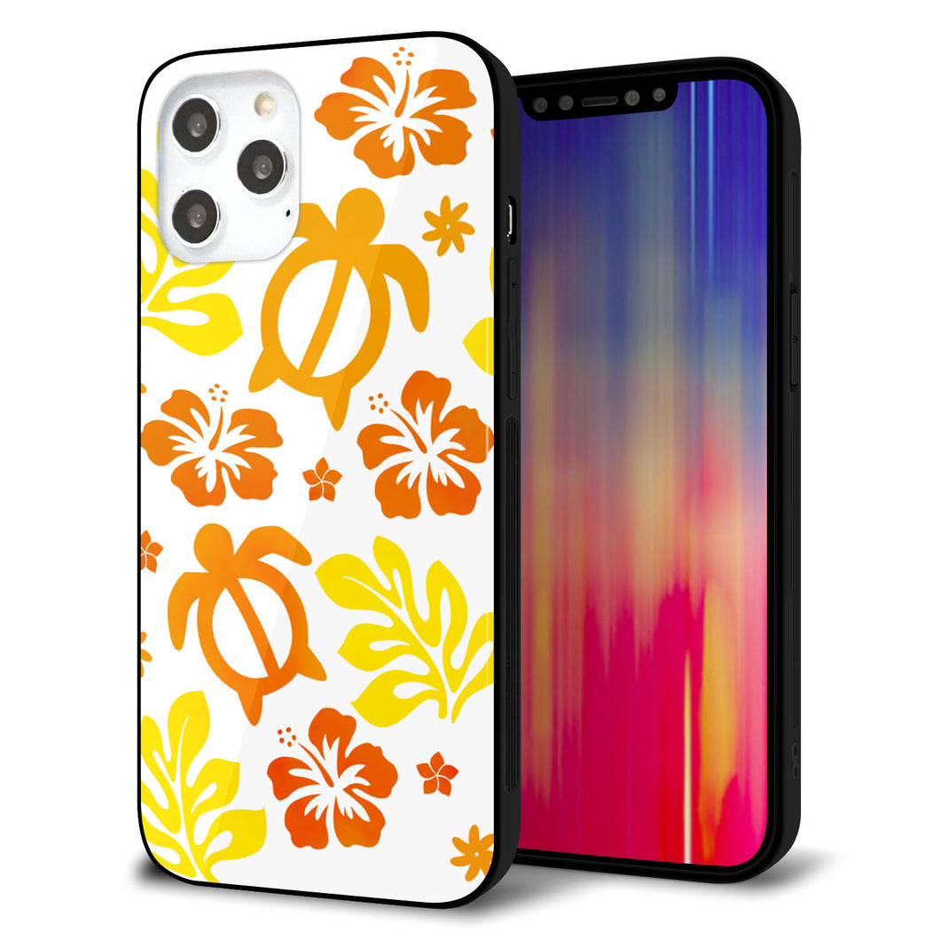 iPhone 12 Pro Max 強化ガラス＆TPUスマホケース ガラプリ【SC877 ハワイアンアロハホヌ（イエロー）】